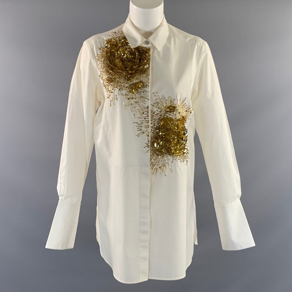 FIGUE Size S White Gold Cotton Dress Top